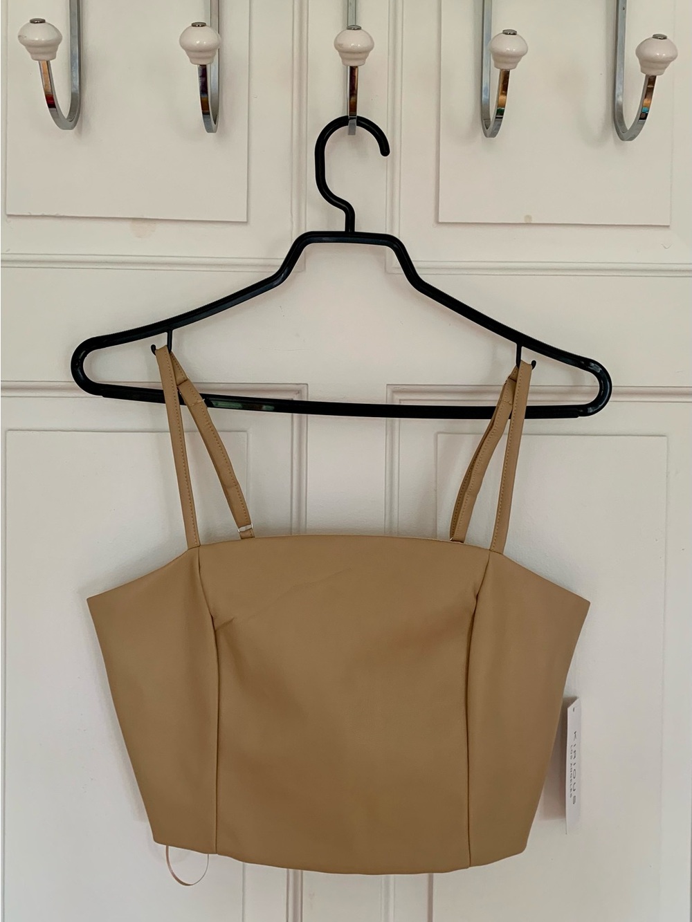 Krious Los Angeles Smocked Vegan leather Crop Top